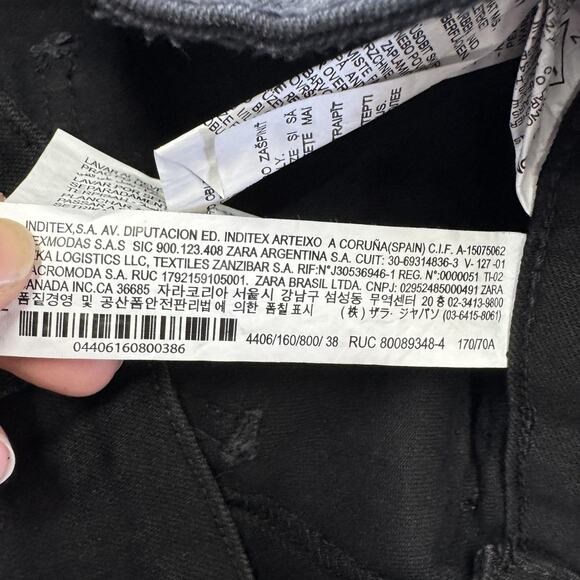 Zara‎ Jeans Womens 6 Black High Rise Straight Leg Utility Patch Pockets Denim - Picture 4 of 9